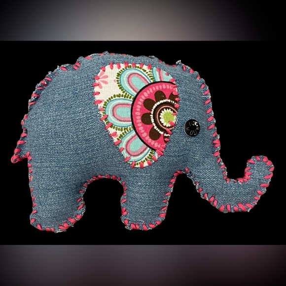 Handcrafted Denim Elephant Plush - Picture 4 of 5